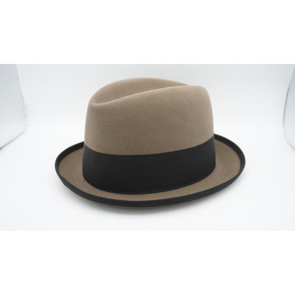 Vintage Stetson Royal De Luxe Fedora Hat Size 7 Brown Felt Feather - Picture 4 of 8